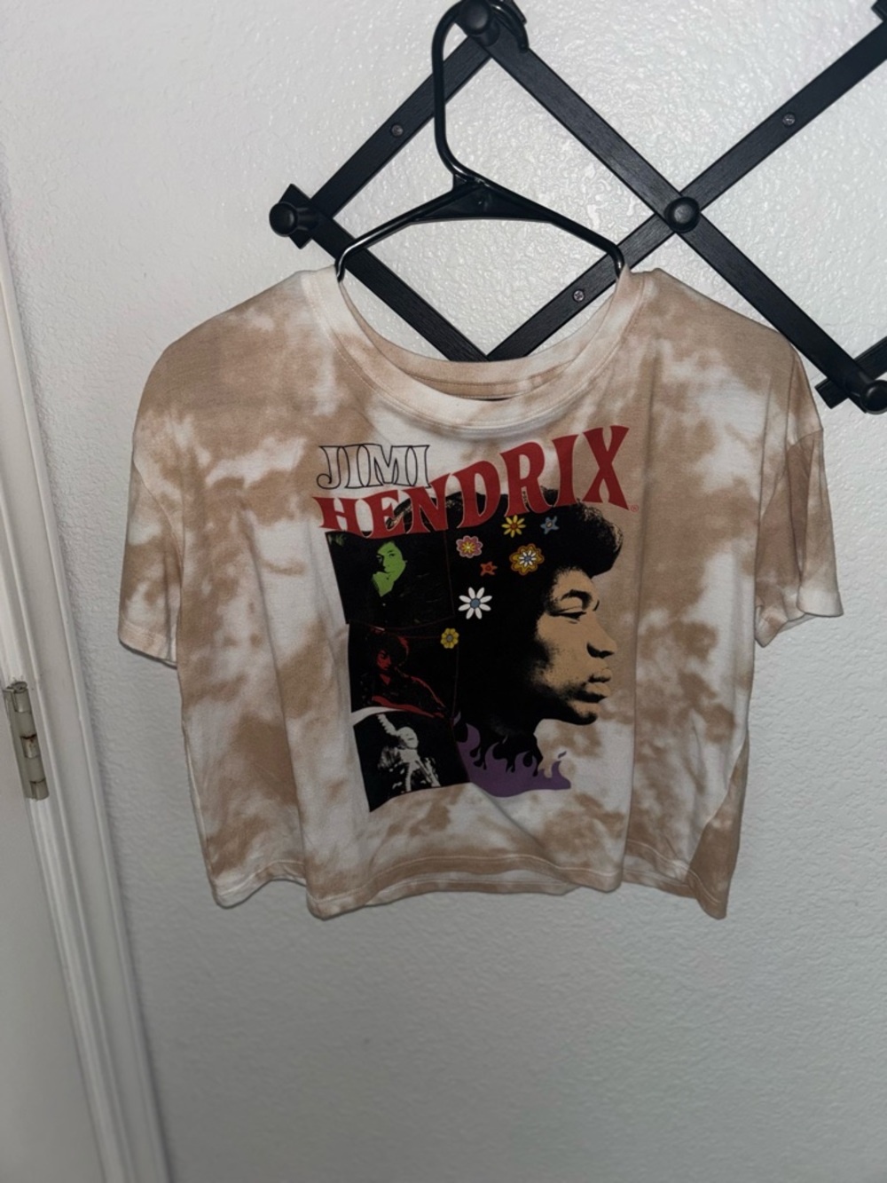 Jimi Hendrix Tie Dye Crop Top Band Tee Graphic Shirt Y2K Grunge Size M - Picture 2 of 4